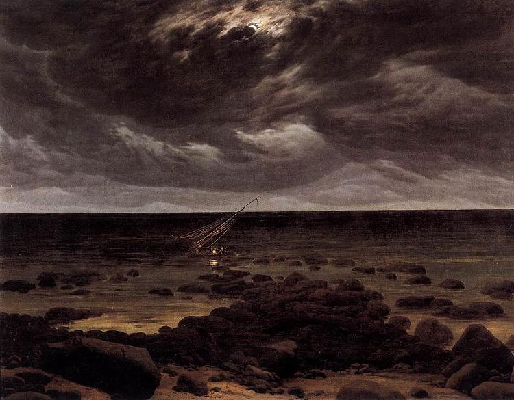 Caspar David Friedrich Seashore with Shipwreck by Moonlight Sweden oil painting art